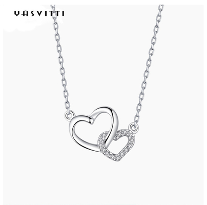 Kadın Mücevherleri Klasik 925 Sterling Gümüş Kolye Kalp Kolye OEM