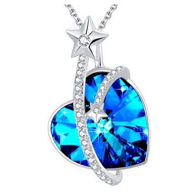 Avusturyalı Kristal Kalp Kolye Kolye Sterling Gümüş Kostüm Mücevherler Kadınlar İçin Hipoalerjenik