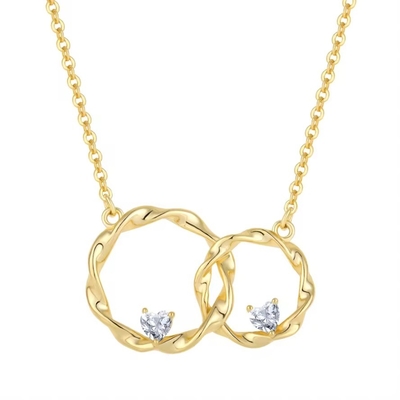 YASVITTI 14K Sarı Altın Kaplama Çember Kalp Kübik Zirkonya Kolye Kolye 925 Sterling Gümüş Mücevher