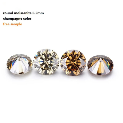 Forever Brilliant Moissanite Elmas 1 Karat Yuvarlak Elmas Kesim Hafif Şampanya Rengi