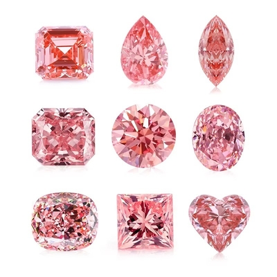 Kırmızı Parlak Kesim Elmas Boş Moissanite Mücevherler Parlak Pembe Laboratuvar Büyütülmüş Elmaslar Moissanite