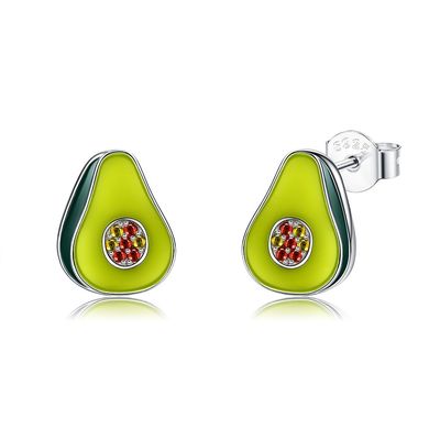 1.1x0.9cm 2.29g Gümüş Takı Küpeler Unisex Avokado Küpeler Çiviler