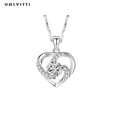 210mm 0.15oz 14k Altın Değerli Taş Kristal Kolye Festival Gümüş Kalp Kolye ODM