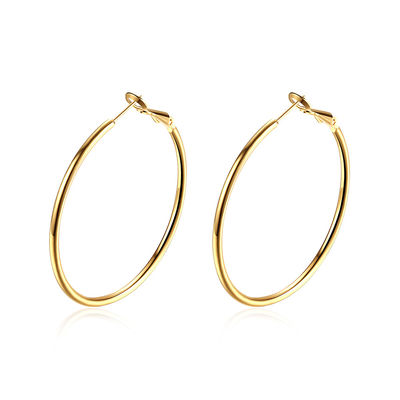 40mm Altın Kaplama Özel Halka Küpeler Yuvarlak 8.2g Gül Altın OEM Nişan