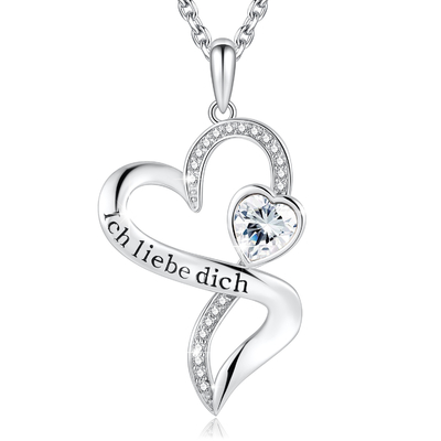 Kız Çift Kalp Sonsuzluk Kolye 925 Ayar Gümüş Beyaz Austrian crystal Kristal