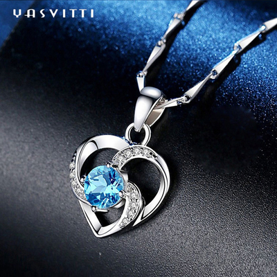 Moda Avusturyalı Kristal 925 Sterling Gümüş Kolye Kolye YN1247