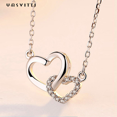 Kadın Mücevherleri Klasik 925 Sterling Gümüş Kolye Kalp Kolye OEM