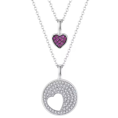 YASVITTI Rodyum kaplama CZ Kadınlar 925 Sterling Gümüş Zirkon Mücevher Özel Romantik Pembe Kalp Büyü Kolyesi