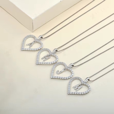 YASVITTI Güzel Mücevher Kolye 925 Sterling Gümüş Kalp Şekilli Kolye A-Z Büyü Harfi
