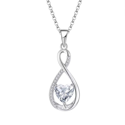 YASVITTI Gemstone Infinity Pendant Kolye Kübik Zirkonya Doğum Taşı Kalp 925 Sterling Gümüş Kolye