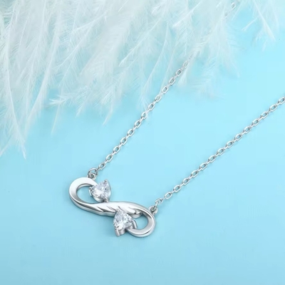 YASVITTI 925 Sterling Gümüş Sonsuzluk Kalp Kolye Kalp Kübik Zirkon Lüks Kadınlar Kolye Mücevherler