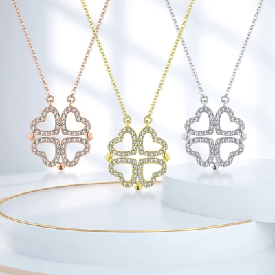 YASVITTI Custom Romantik Manyetik Çubuklar OEM Cazibe 925 Sterling Gümüş Nazik Kalp Dört Yapraklı Çubuk