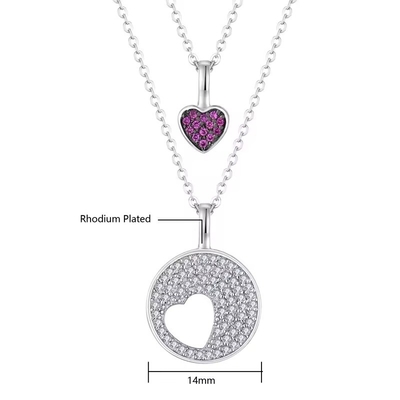 YASVITTI Toptan Rhodium 925 Sterling Gümüş Zirkon Mücevher Özel Romantik Pembe Kalp Bling Büyü Kolyesi