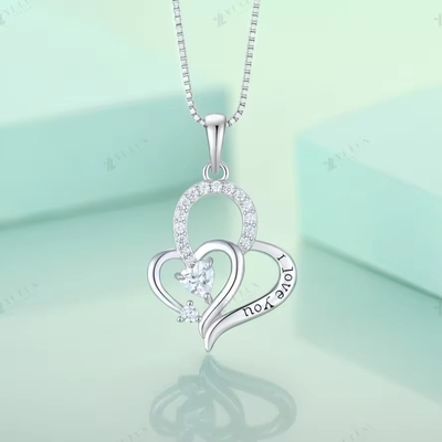 YASVITTI I Love You Heart Pendant Kolye Çok Renkli Kalp Kübik Zirkonya Lüks Gümüş 925 Kalp Kolye Mücevherleri