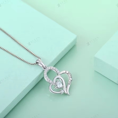 YASVITTI I Love You Heart Pendant Kolye Çok Renkli Kalp Kübik Zirkonya Lüks Gümüş 925 Kalp Kolye Mücevherleri