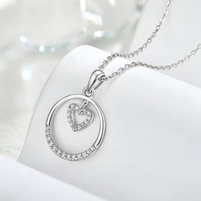 YASVITTI Sevgililer Günü Hediyesi 925 Sterling Gümüş Kolye Yuvarlak CZ Platin Platin Kalp Kolye Moda Mücevher Kolye