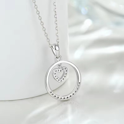 YASVITTI Sevgililer Günü Hediyesi 925 Sterling Gümüş Kolye Yuvarlak CZ Platin Platin Kalp Kolye Moda Mücevher Kolye