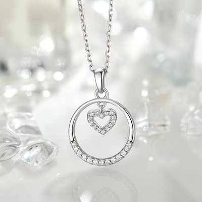 YASVITTI Sevgililer Günü Hediyesi 925 Sterling Gümüş Kolye Yuvarlak CZ Platin Platin Kalp Kolye Moda Mücevher Kolye