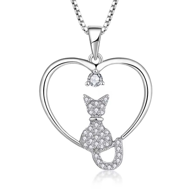 YASVITTI Heart Cat Necklace 925 Sterling Silver Cubic Zirconia Platinum Platinum Platinum Platinum Platinum Platinum Platinum Platinum Platinum Platinum Platinum Platinum Platinum Platinum Platinum