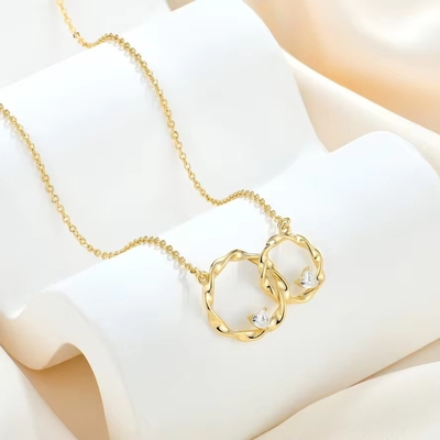 YASVITTI 14K Sarı Altın Kaplama Çember Kalp Kübik Zirkonya Kolye Kolye 925 Sterling Gümüş Mücevher