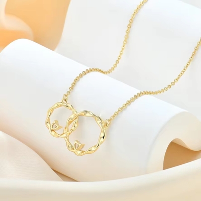 YASVITTI 14K Sarı Altın Kaplama Çember Kalp Kübik Zirkonya Kolye Kolye 925 Sterling Gümüş Mücevher