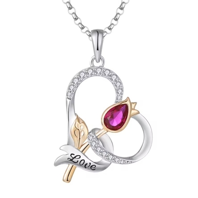 YASVITTI Custom Sterling Silver 925 Heart Rose Flower Necklace Klasik Rose Gold Plated Bridesmaid Toptan Satış Fabrikası