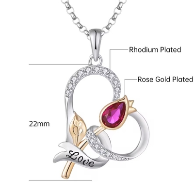 YASVITTI Custom Sterling Silver 925 Heart Rose Flower Necklace Klasik Rose Gold Plated Bridesmaid Toptan Satış Fabrikası