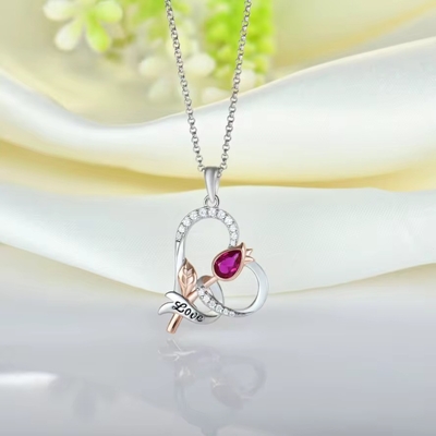 YASVITTI Custom Sterling Silver 925 Heart Rose Flower Necklace Klasik Rose Gold Plated Bridesmaid Toptan Satış Fabrikası