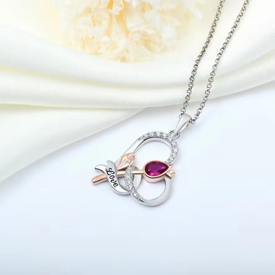 YASVITTI Custom Sterling Silver 925 Heart Rose Flower Necklace Klasik Rose Gold Plated Bridesmaid Toptan Satış Fabrikası