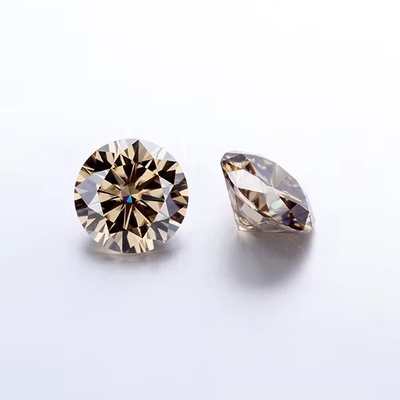 Forever Brilliant Moissanite Elmas 1 Karat Yuvarlak Elmas Kesim Hafif Şampanya Rengi