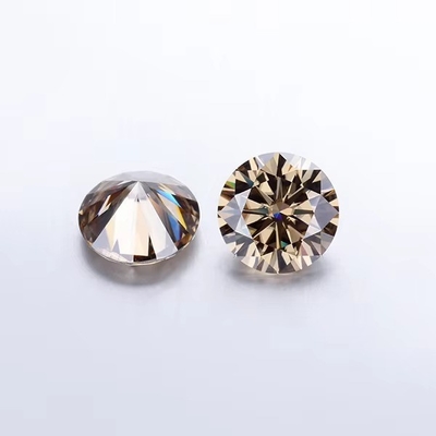 Forever Brilliant Moissanite Elmas 1 Karat Yuvarlak Elmas Kesim Hafif Şampanya Rengi