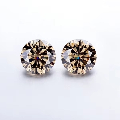 Forever Brilliant Moissanite Elmas 1 Karat Yuvarlak Elmas Kesim Hafif Şampanya Rengi