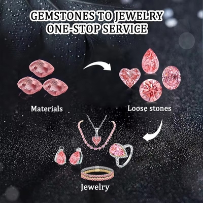 Kırmızı Parlak Kesim Elmas Boş Moissanite Mücevherler Parlak Pembe Laboratuvar Büyütülmüş Elmaslar Moissanite