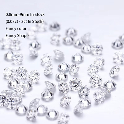0.8-3.3mm Yuvarlak Parlak Kesim Adam Yapımı Elmas Moissanite DEF VVS VS Laboratuvar Büyütülmüş Elmas