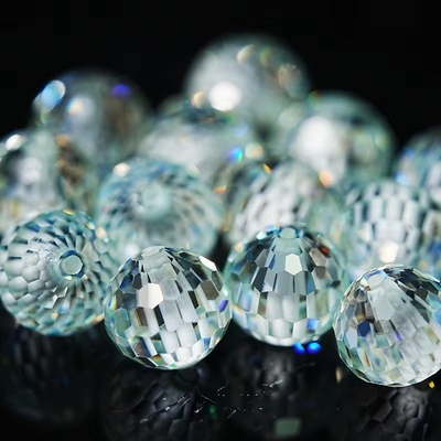 Mücevher yapımı için yuvarlak mavi Moissanite boncukları üretilen sentetik laboratuvar