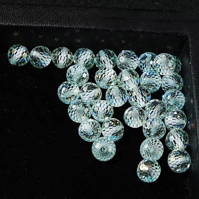 Mücevher yapımı için yuvarlak mavi Moissanite boncukları üretilen sentetik laboratuvar