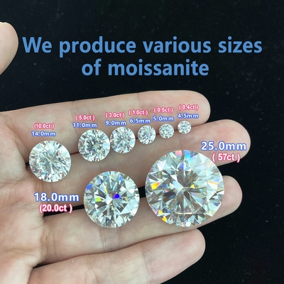 5mm-20mm VVS1 Beyaz yuvarlak kesilmiş gevşek Moissanite Taşları