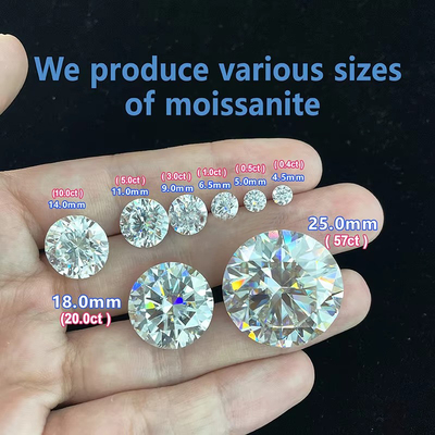 Yüzük Beyaz Boş Moissanite Elmas 1.0 CT Her Paket Küçük Boyut Yuvarlak Melee Moissanite