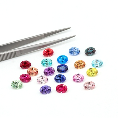 Renkli 6 * 8mm Oval Cut Laboratuvar Büyümüş Elmas 22 Çok Renkli 1.5ct Sapphire Ruby Zümrüt Sıfır Taş