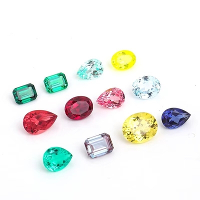 Sentetik Laboratuvar Üretimi Zümrüt Gemstone VVS Tüm Boyutlar Biçimleri Özel