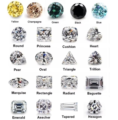 Prenses Yeşil Sarı Pembe Moissanite Taş VVS gevşek Yastık Mosanita Elmas gül altın Moissanite nişan yüzükleri