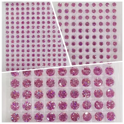 GRA Sertifikası Pembe Renk 3mm 12mm Moissanite Elmas VVS1 Yuvarlak Parlak Kesilmiş Moissanite Taşları