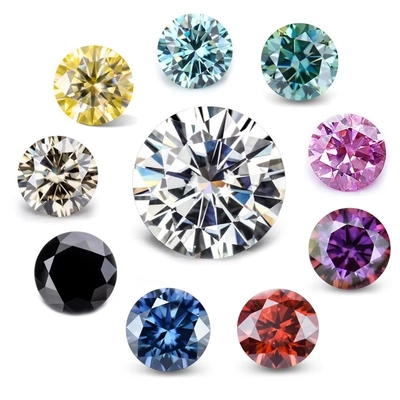 Grosso GRA Moissanite Gri Pembe Sarı Şampanya Mavi Yeşil Yuvarlak kesilmiş moissanite mücevher yapımı için elmas