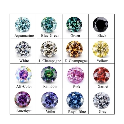 Grosso GRA Moissanite Gri Pembe Sarı Şampanya Mavi Yeşil Yuvarlak kesilmiş moissanite mücevher yapımı için elmas