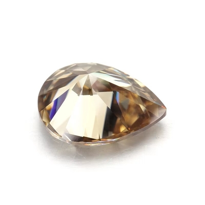 Sentetik Korundum Moissanite Elmas Açık Sarı Şampanya Pear Sıfır Moissanite Taşları Yüzük için