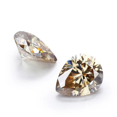 Sentetik Korundum Moissanite Elmas Açık Sarı Şampanya Pear Sıfır Moissanite Taşları Yüzük için
