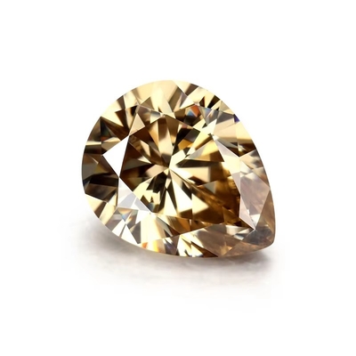 Sentetik Korundum Moissanite Elmas Açık Sarı Şampanya Pear Sıfır Moissanite Taşları Yüzük için