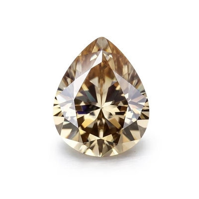 Sentetik Korundum Moissanite Elmas Açık Sarı Şampanya Pear Sıfır Moissanite Taşları Yüzük için