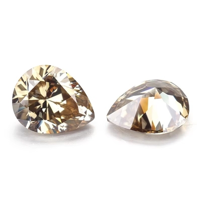 Sentetik Korundum Moissanite Elmas Açık Sarı Şampanya Pear Sıfır Moissanite Taşları Yüzük için
