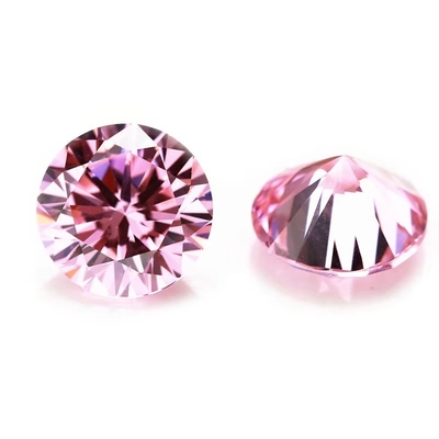 3A Kaliteli Pembe Renk Toptan Serbest Değerli Taşlar Yuvarlak Şekil 2mm 3mm Sentetik Kübik Zirkonya Özel Moissanite Kolye